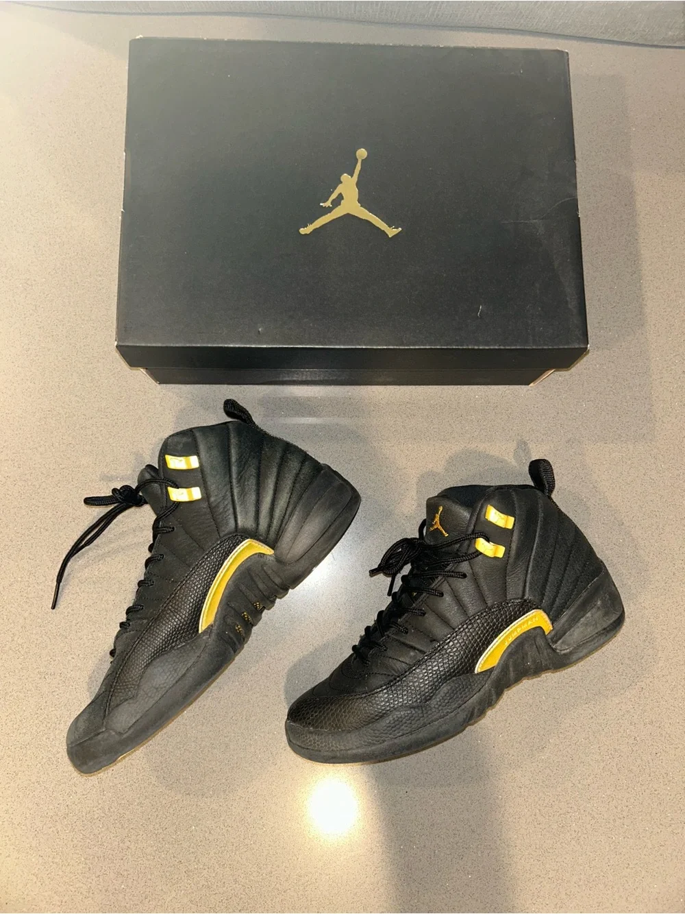 Jordan Black and Yellow High-Top Sneakers